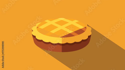 Vector art of delicious homemade apple pie with lattice crust on a yellow background, perfect for thanksgiving or any special occasion