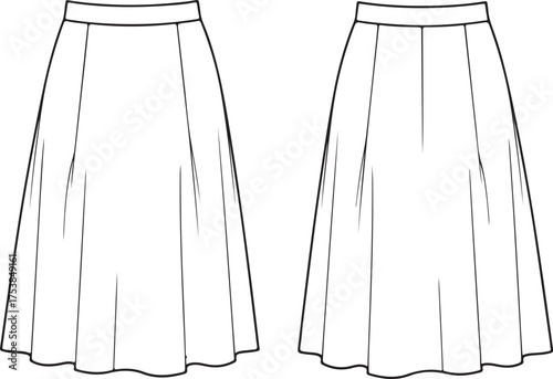 Fashion sketch of a pleated midi skirt