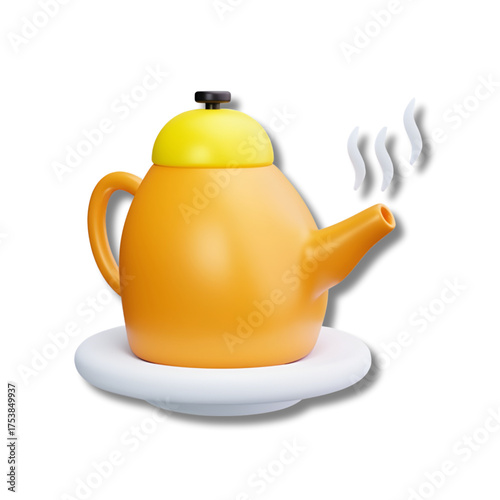 yellow teapot isolated on white