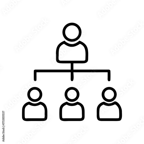 Hierarchy chart showing a manager overseeing three subordinates