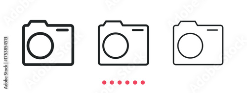 Camera and photo icon. Thin line icon vector