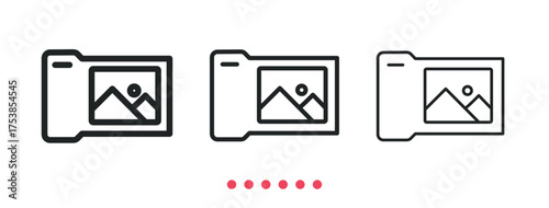 Camera and photo icon. Thin line icon vector