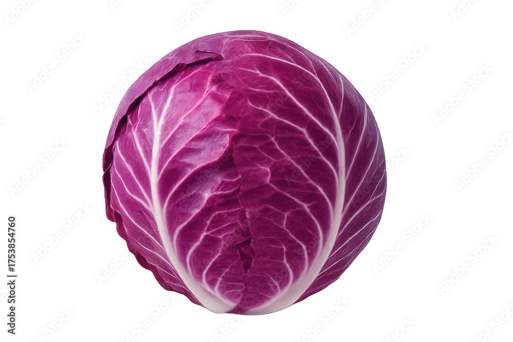 Obraz premium Whole fresh organic red cabbage showcasing healthy eating, preparing raw vegetables, and cooking natural vegan food on transparent