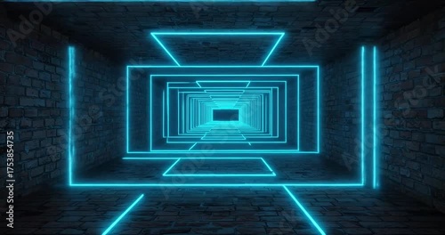 Futuristic illuminated corridor with glowing edges