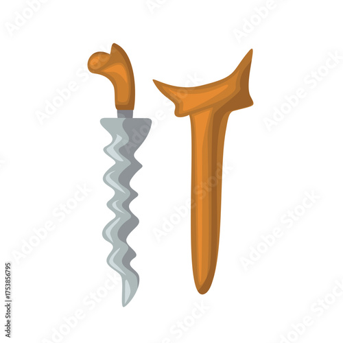 Keris vector icon illustration, keris clip art, traditional weapon image, isolated on white background