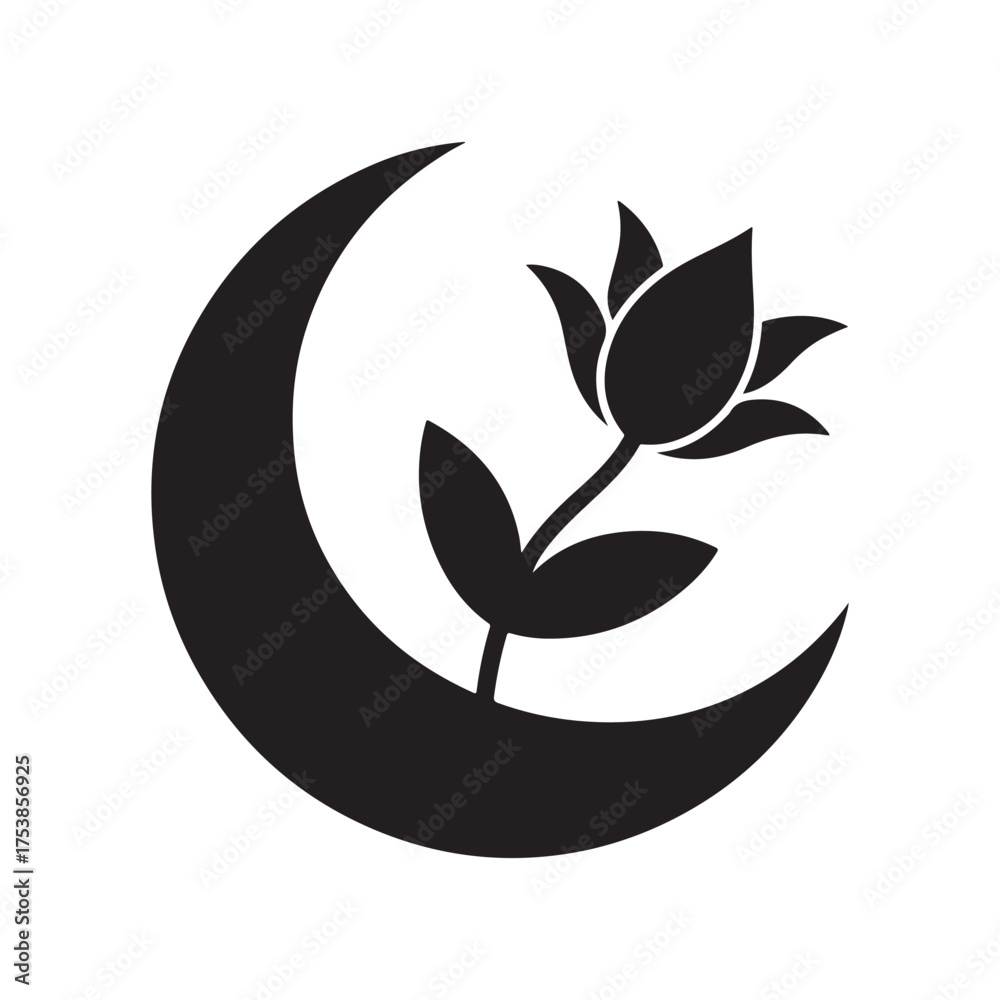 Fototapeta premium Floral Moon Silhouette Design