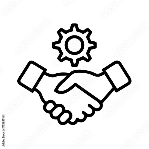 Handshake with gear to represent business partnership