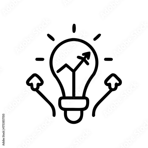 Light bulb with upward trend line
