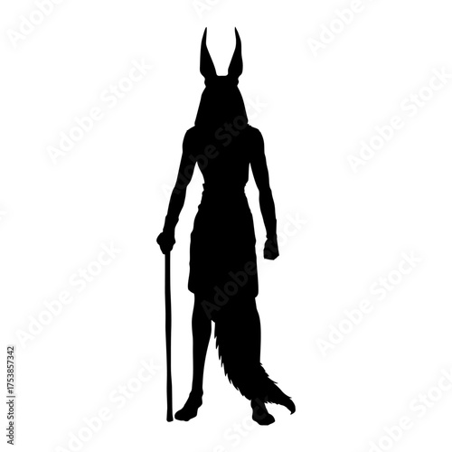 Anubis Egyptian God Silhouette balck