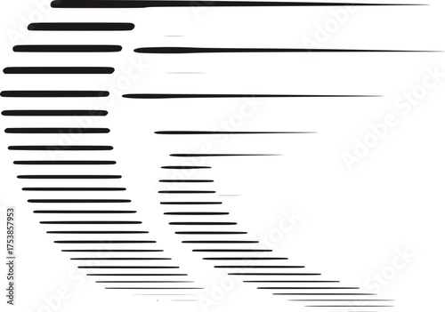 Black brush strokes varied lengths and widths white lines