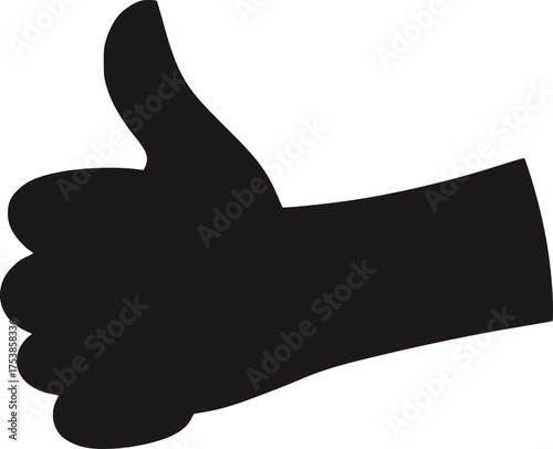 Black silhouette of a hand giving a thumbs up gesture approval positive