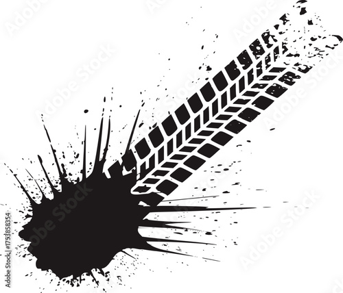 Black tire track splash graphic grunge white