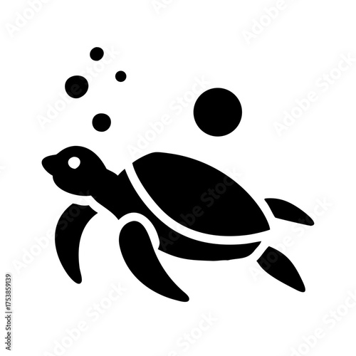 Sea turtle swimming gracefully, , in simple design