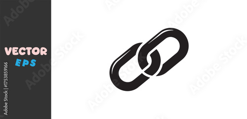 Black interlocking chain links symbol on white background