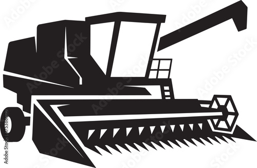 Black silhouette of a combine harvester agricultural machine agriculture vehicle