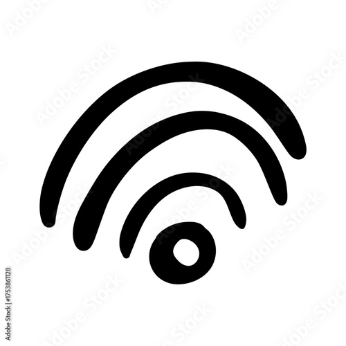 Black hand-drawn WiFi symbol on white background