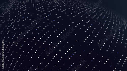 Data grid background with waving field of tiny white dots