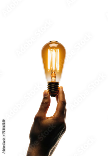 Mano mostrando bombilla encendida idea creativa que simboliza inspiración energía e innovación en diseño moderno