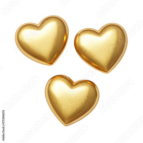 Set of golden 3d hearts png golden hearts png 3d hearts png decorative hearts png love hearts png romantic hearts png transparent background image