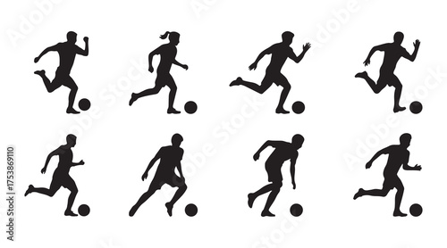 soccer players set collection. soccer players vector silhouettes