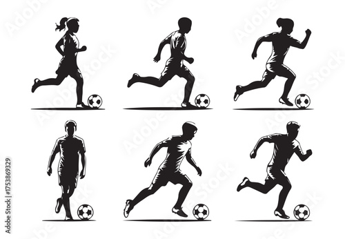 soccer players set collection. soccer players vector silhouettes