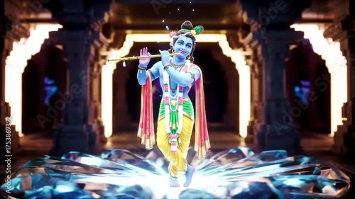 Krishna Flute Temple Glow.