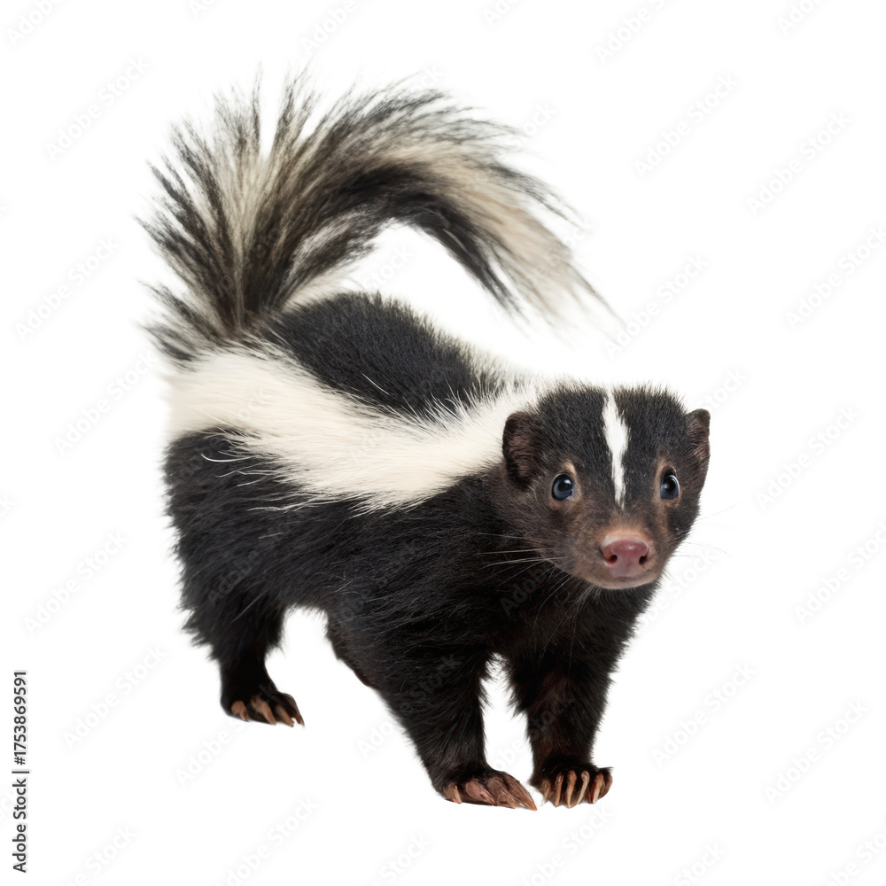 Fototapeta premium Skunk on png skunk png animal png wildlife png black and white png transparent background