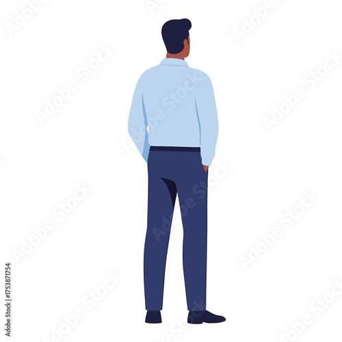 Businessman standing viewed from behind professional posture