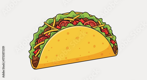 Delicious Taco Illustration with Fresh Ingredients.