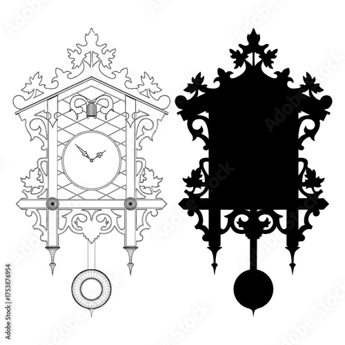 Wall Wood Clock Vector. An Illustration Of A Home Wooden Wall Watch.