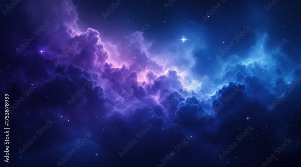 Fototapeta premium Vibrant cosmic nebula with swirling purple and blue hues
