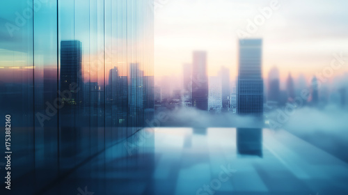 Abstract Cityscape Reflection Modern Architectural Vista with Atmospheric Sky and Urban Design