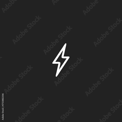 Simple white lightning bolt icon on dark background, a minimalist hand-drawn symbol for power, energy, speed, and electricity.