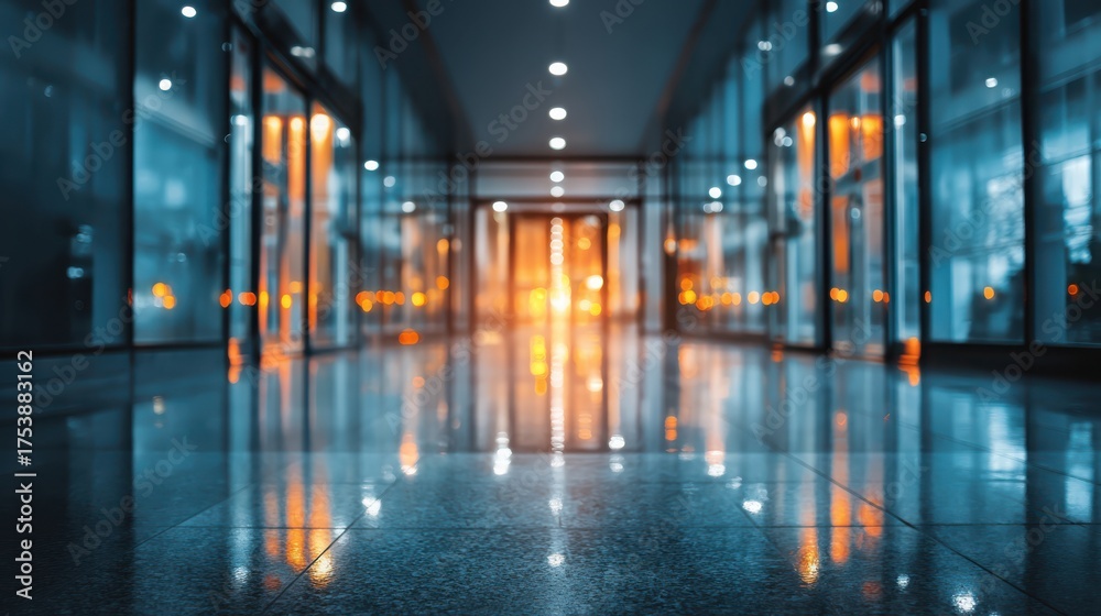 Fototapeta premium Hospital corridor scene brightly lit medical facility interior photography focused perspective clean environment