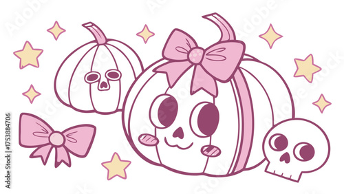 Pinkoween Glam Halloween Icons in Pastel Pink and Gold