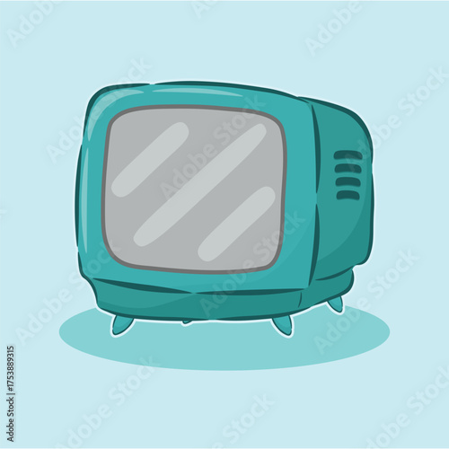 Illustration of a funny old television in cartoon style