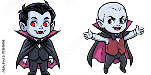 Vector illustration of a vampire child with a touch of comic style