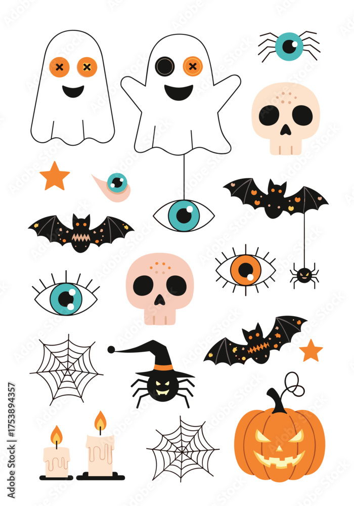 Obraz premium Cute halloween themed cartoon illustrations for decorations and crafts.