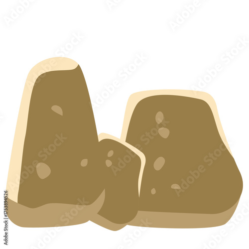 Brown desert rock formations, flat vector illustration suitable for nature, landscape, and geology-themed desert environment designs.
