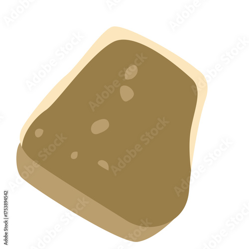 Brown rock element on sand, flat desert vector illustration representing geology, dry landscapes, and natural desert scenery.
