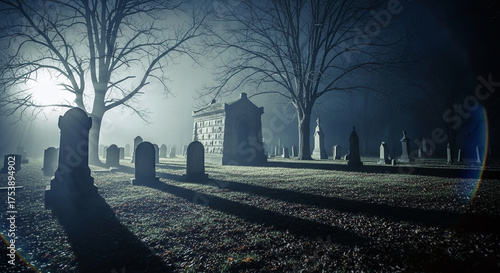 cemetery at night