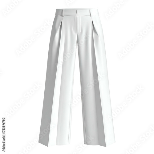 Elegant white wide leg pleated trousers for women.
