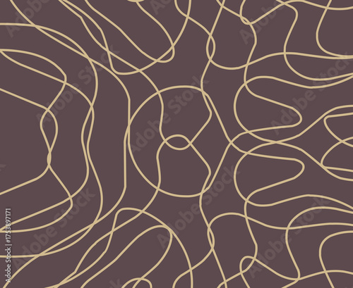 Beautiful abstract wave lines pattern in brown-grey  and yellow colours 