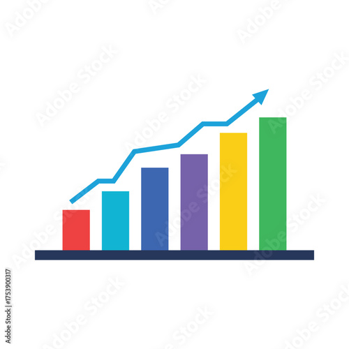 Free Download Colorful bar chart and line graph showing upward business growth and success vector - GFXLoad