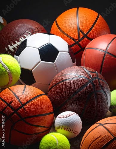 Assorted Sports Balls - A Collection of Athletic Equipment for Various Games.