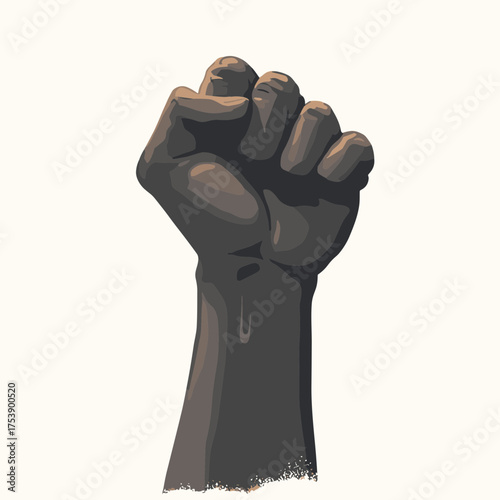 Raised fist in solidarity and protest against injustice and inequality illustration