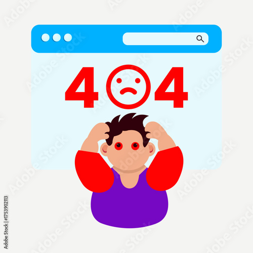 404 Error Page Illustration – Website Not Found and Loading Error Concept