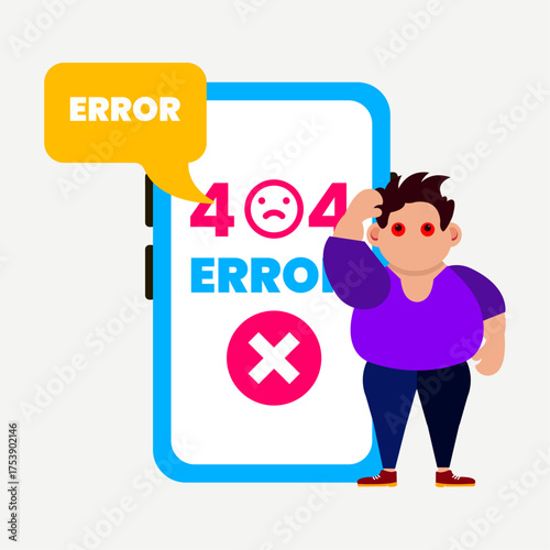 404 Error Page Illustration – Website Not Found and Loading Error Concept