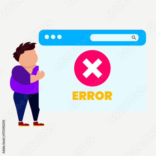 404 Error Page Illustration – Website Not Found and Loading Error Concept