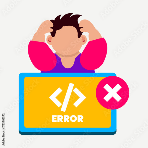 404 Error Page Illustration – Website Not Found and Loading Error Concept